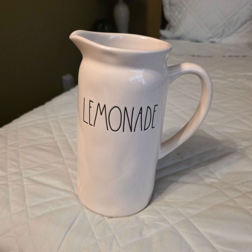 Rae Dunn LEMONADE Pitcher White Ceramic